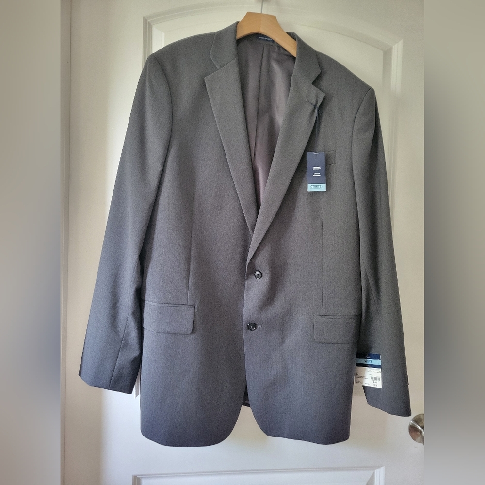 NWT Stafford Men's Gray Blazer Stretch 48 L Long Classic Fit